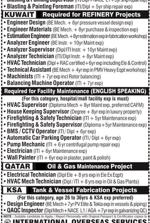 Multiple Vacancies In The Middle East.